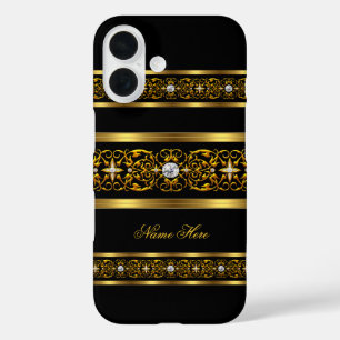 Elegant Classy Gold Black Diamond iPhone 16 Case