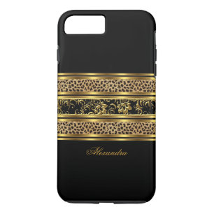 Elegant Classy Gold Black Leopard Floral iPhone 8 Plus/7 Plus Case