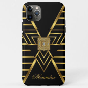 Elegant Classy Gold Black Stripe Art Deco iPhone 11 Pro Max Case