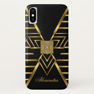 Elegant Classy Gold Black Stripe Art Deco Case-Mate iPhone Case