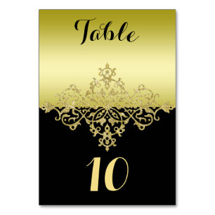 Elegant, Classy Gold & Black Wedding Table Numbers