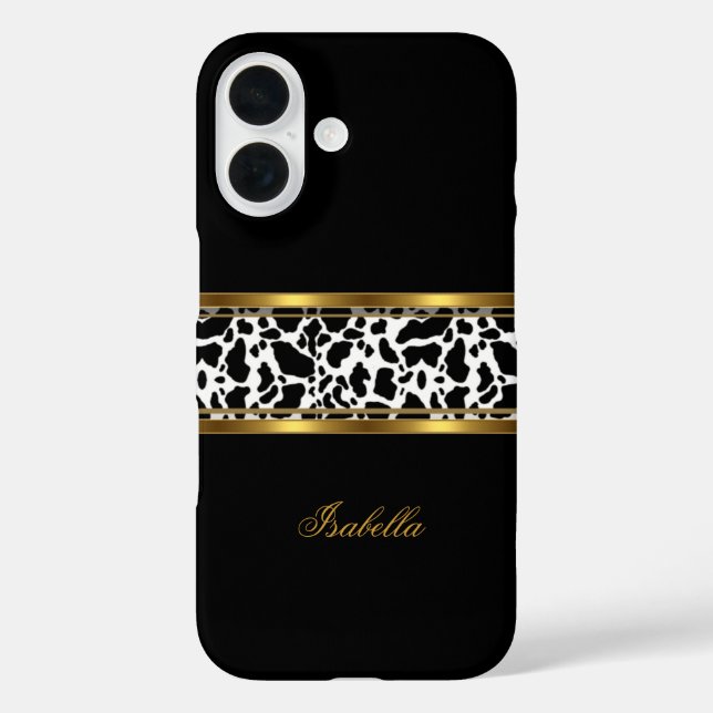 Elegant Classy Gold Black White Cow Case-Mate iPhone Case (Back)