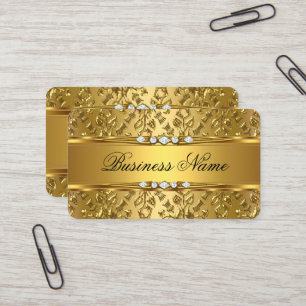 Elegant Classy Gold Damask Embossed Look Business Card
