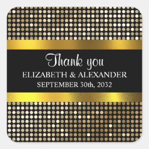 Elegant Classy Gold Damask Embossed Look Square Sticker
