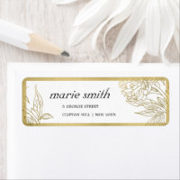 ELEGANT CLASSY GOLD FOIL FLORAL ADDRESS LABEL