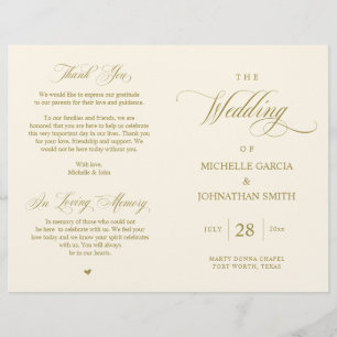 Elegant Classy Gold, Foldable Wedding Program