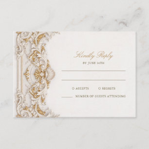 Elegant Classy Gold & White Baroque Frame RSVP Enclosure Card