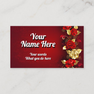 Elegant Classy Golden Red Rose Business Card