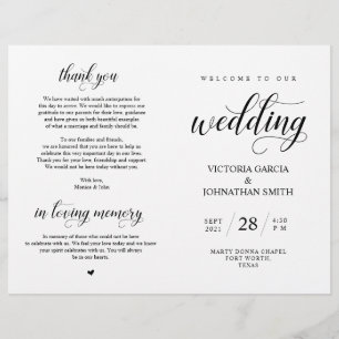 Élégant Classy Mariage Ceremony Programme pliable