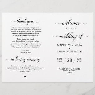 Élégant Classy Mariage Ceremony Programme pliable