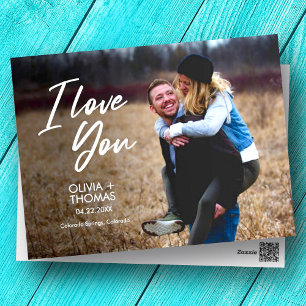 Elegant Classy Modern I Love You Photo Anniversary Holiday Postcard