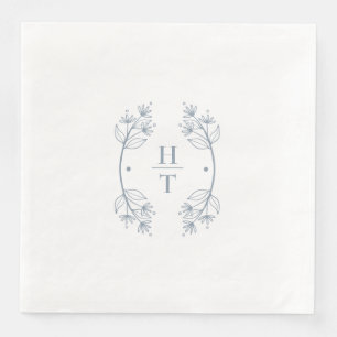 Elegant Classy Monogram Dusty Blue Wedding Napkins