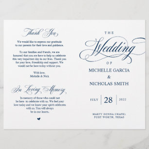 Elégant Classy Navy Blue, Programme de mariage pli