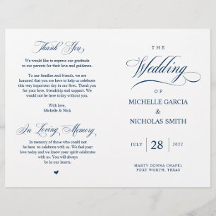 Elégant Classy Navy Blue, Programme de mariage pli