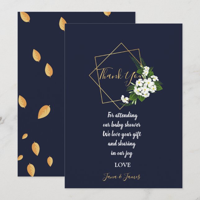 Elegant Classy Navy  Geometric thank you Invitation (Front/Back)