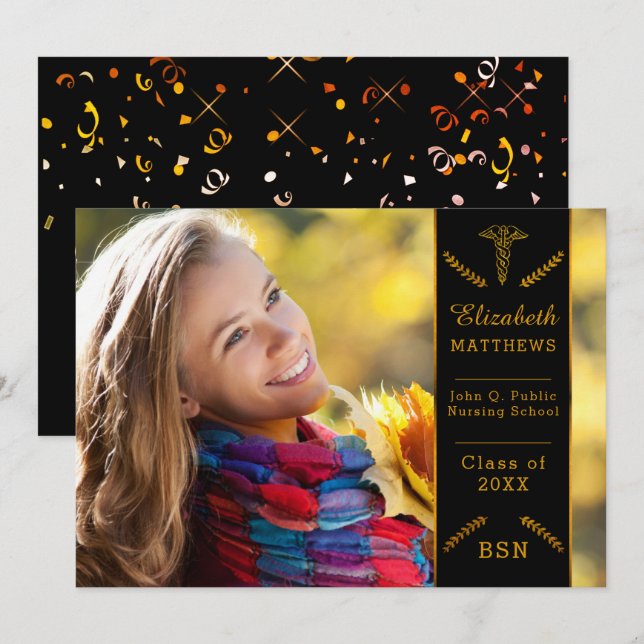 Elegant Classy Nursing | Medical School Graduation Invitation (Front/Back)