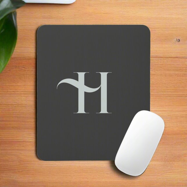 Elegant Classy Olive Green Monogram Initial Name Mouse Pad (Creator Uploaded)