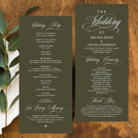 Elegant Classy Olive Green Script Wedding