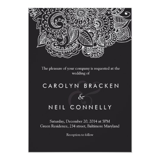 Elegant Classy Paisley Pattern Floral Wedding Card