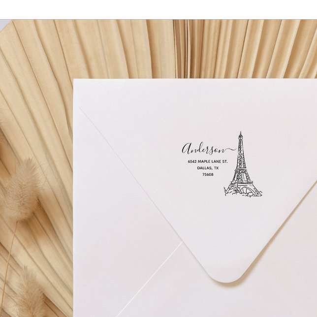 Elegant Classy Paris Eiffel Tower Return Address Rubber Stamp (Creator Uploaded)