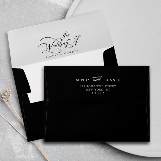 Elegant Classy Pre-Printed Return Address 5x7  Envelope (Back & Inside)