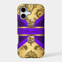 Elegant Classy Purple Gold Damask Jewel