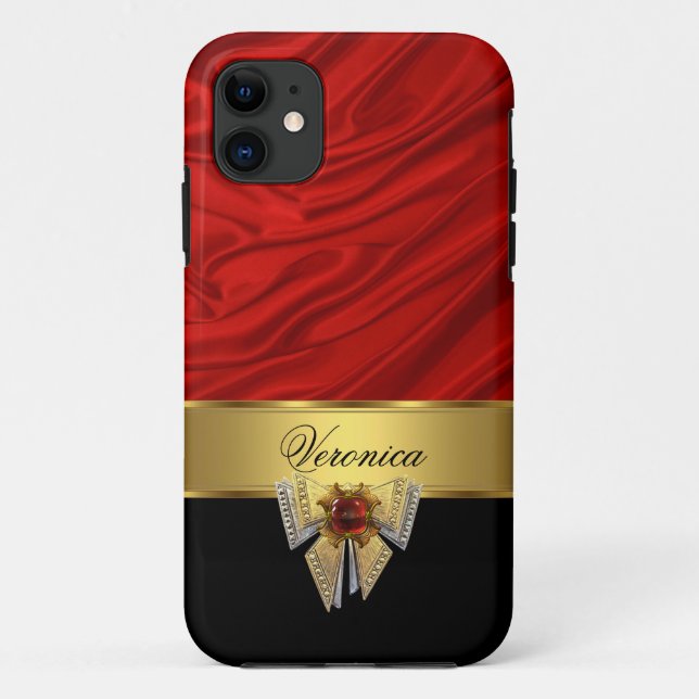 Elegant Classy Red Gold Black Silk Look Case-Mate iPhone Case (Back)