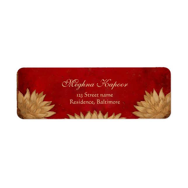 Elegant Classy Red Gold Lotus Indian Wedding (Front)