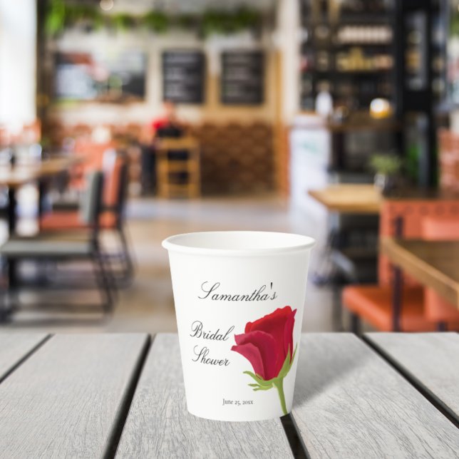 Elegant Classy Red Rose Bridal Shower  Paper Cups (Creator Uploaded)