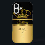 Elegant Classy Royal King Gold Black Crown 4b iPhone 16 Case<br><div class="desc">Elegant Classy Royal King Gold Black Crown. Queen or Prince,  Princess,  Men or Women's Add Name Monogram.</div>