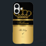 Elegant Classy Royal King Gold Black Crown 4b iPhone 16 Case<br><div class="desc">Elegant Classy Royal King Gold Black Crown. Queen or Prince,  Princess,  Men or Women's Add Name Monogram.</div>
