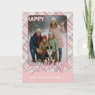 Elegant Classy Rustic Plaid Pattern Holiday Card