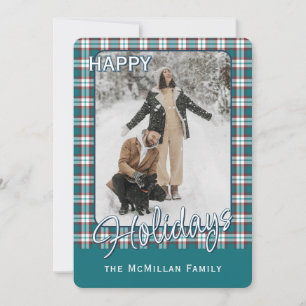 Elegant Classy Rustic Plaid Pattern Holiday Card