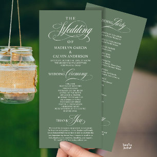 Elegant Classy Sage Green Wedding Ceremony Order Program