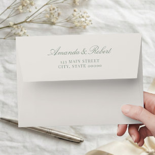 Elegant Classy Sage Green Wedding Return Address Envelope
