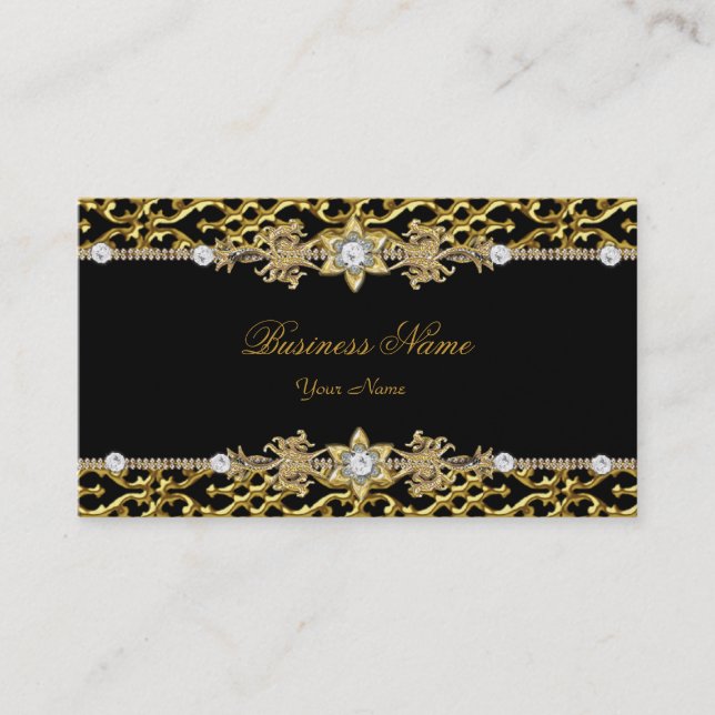 Elegant Classy Silver Black Diamond 3 Business Card (Front)