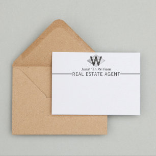 Elegant Classy Silver Black Personalized Monogram Card