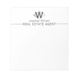 Elegant Classy Silver Black Personalized Monogram Notepad