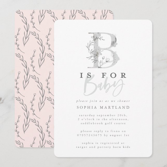 Elegant classy simple baby shower party invitation (Front/Back)
