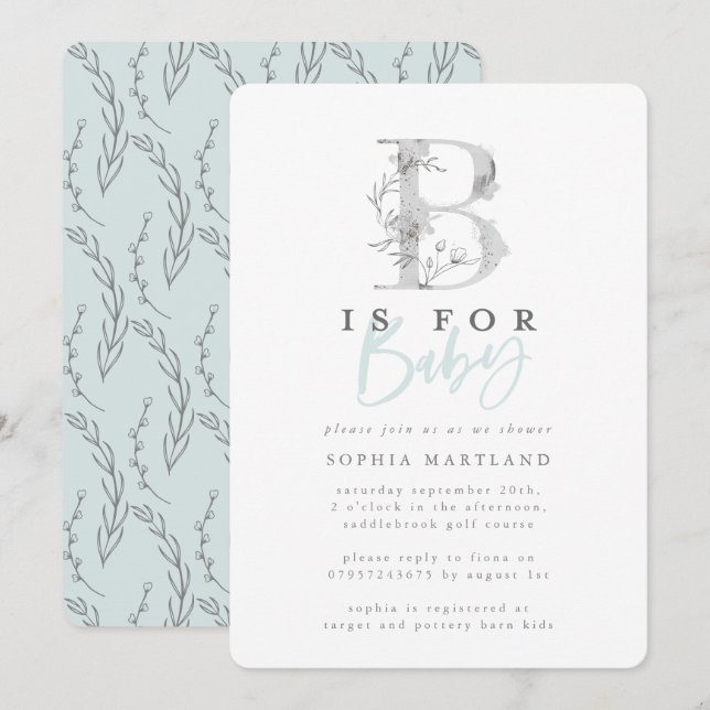 Elegant classy simple baby shower party invitation (Front/Back)