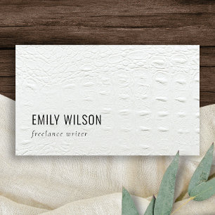 Elegant Classy Simple Ivory White Leather Texture Business Card
