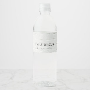 Elegant Classy Simple Ivory White Leather Texture Water Bottle Label
