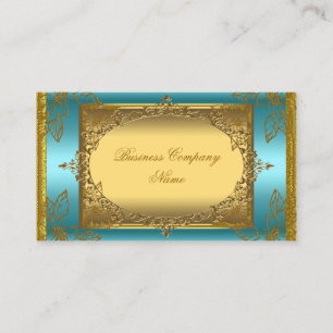 Elegant Classy Teal Blue Gold Elite Business Card