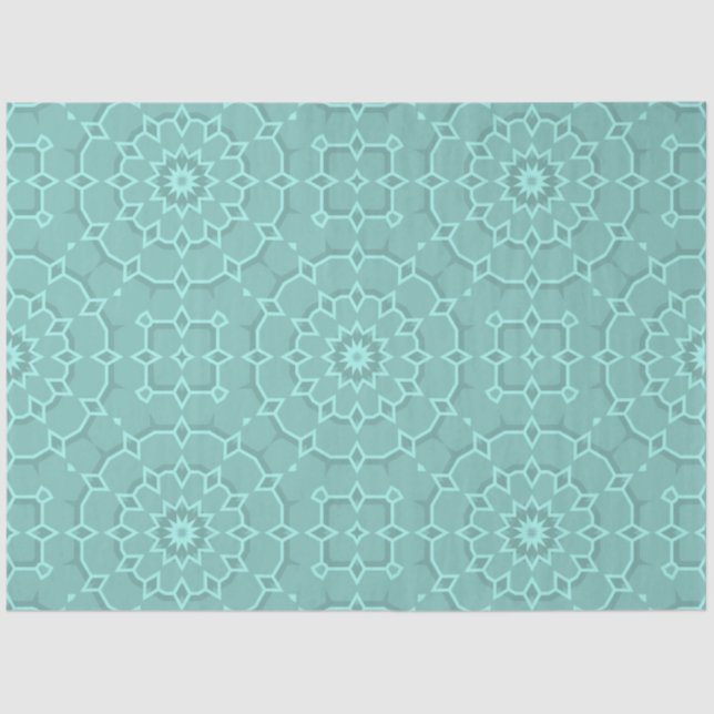 Elegant Classy Teal Mosaic Geometric Pattern Tissue Paper (Front)