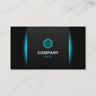 Elegant Classy Turquoise and Black Modern Futurism Business Card