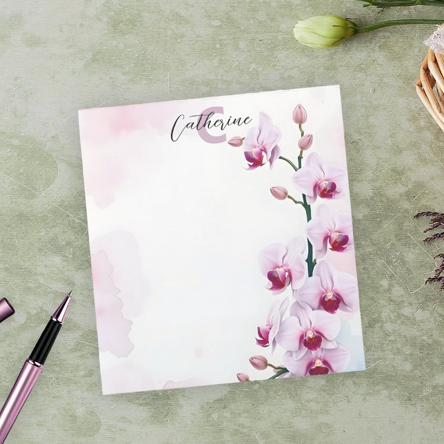 Elegant Classy Watercolor Pink Orchid Cascade  Notepad (Creator Uploaded)