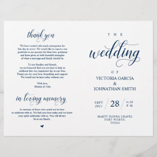 Elegant Classy Wedding Ceremony Foldable Program