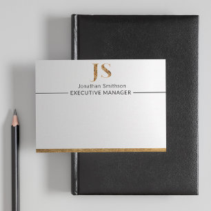 Elegant Classy White & Gold Personalized Monogram  Card