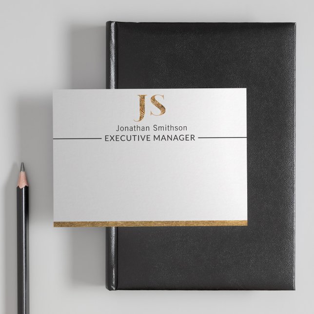 Elegant Classy White & Gold Personalized Monogram  Card (Creator Uploaded)