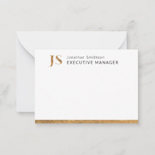 Elegant Classy White & Gold Personalized Monogram  Card